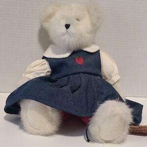 White Teddy Bear with Blue Dress